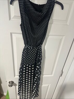 Banana Republic Black & White Polka Dot Sleeveless Maxi Dress